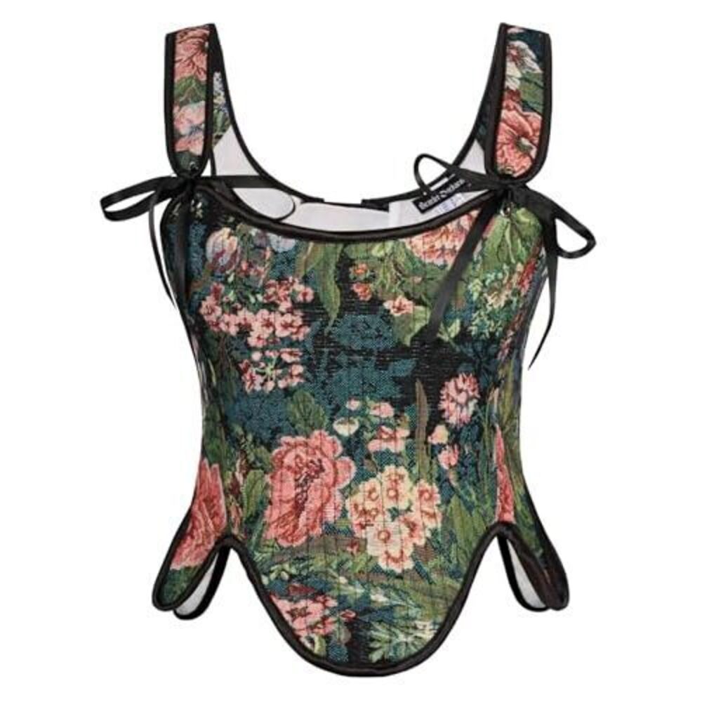 4369 Vintage Corset Tops Fishbone Cottagecore Bustier Bodice Black Corset